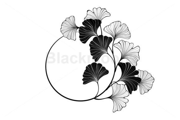 Download Round Frame with Ginkgo Biloba Leaves - Round frame Collection