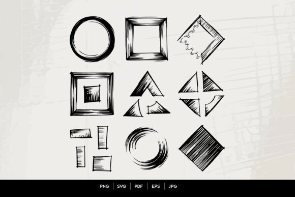Download Hand Drawn Geometric Shape Frame Set - Shape Collection