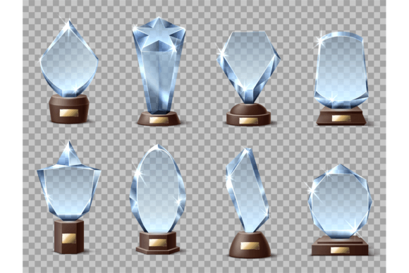 Download Realistic Glass Trophies. Modern Shapes - Shape Collection