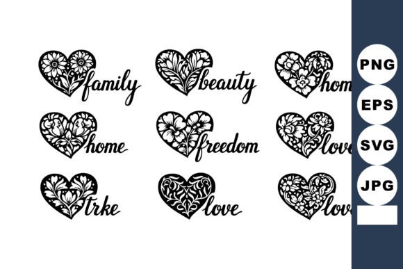 Download Floral Heart Shapes Calligraphy - Shape Collection