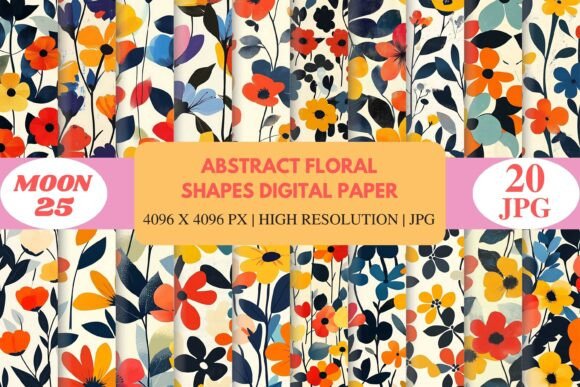 Download Abstract Floral Shapes Digital Paper - Shape Collection