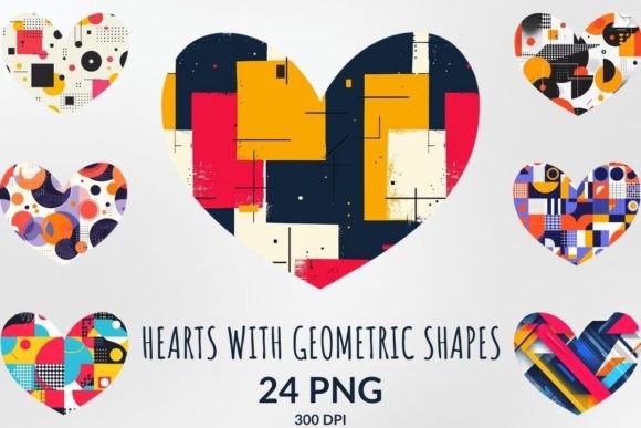 Download Hearts with Geometric Shapes Sublimation - Shape Collection