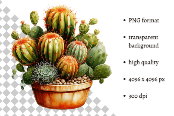 Download Potted Cactus PNG Illustration - Illustration Collection