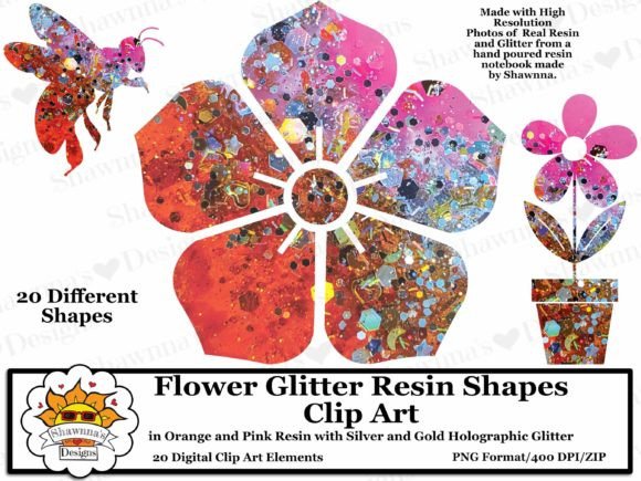 Download Orange and Pink Flower Shapes Clipart - Shape Collection