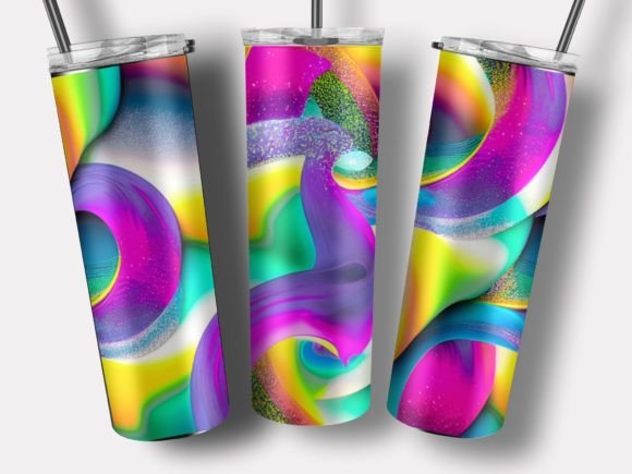 Download Neon Rainbow Organic Shapes Tumbler Wrap - Shape Collection