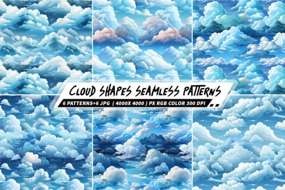 Download Fluffy Irregular Cloud Shapes 6 Patterns - Shape Collection