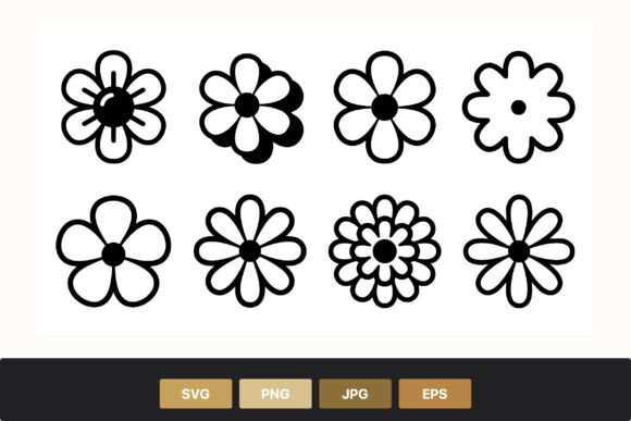 Download Simple Black and White Flower Shapes - Shape Collection