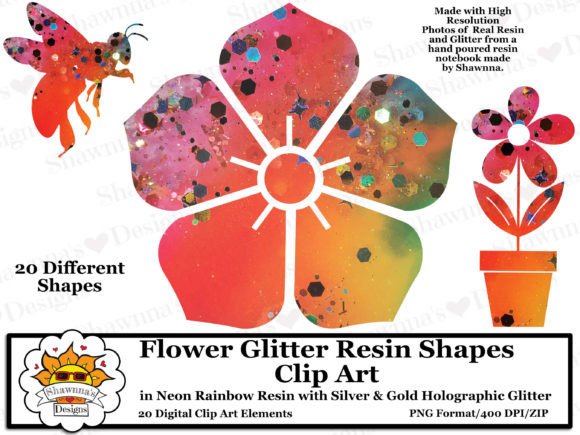 Download Neon Rainbow Resin Flower Shapes Clipart - Shape Collection