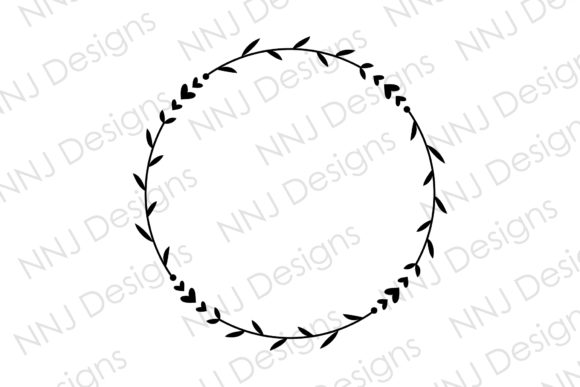 Download Laurel Leaf Heart Wreath Round Frame - Round frame Collection
