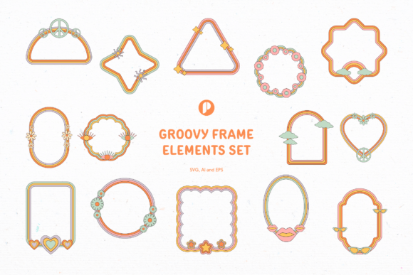 Download Warm Groovy Frame Elements Set - Warm Collection